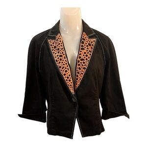 Requirements Black Leopard Print Blazer size 10